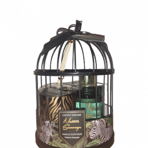 Petite cage noir avec bougie et diffuseur de parfum